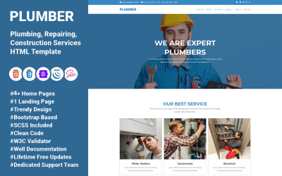 Plombier - Plomberie, Réparation, Construction Modèle HTML