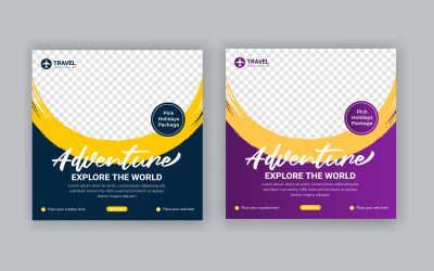Resor försäljning sociala medier post mall. Semester och turné Resor annons banner design