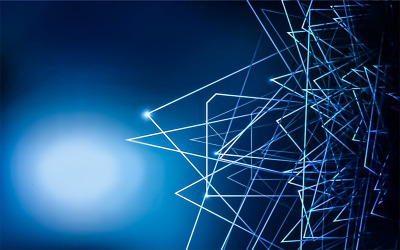 Blue Abstract Vector Background Template With Smooth Lighting Squares Outlines, 3 Images Package