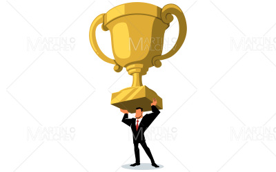 Biznesmen gospodarstwa ilustracji wektorowych trofeum