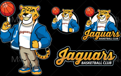 Jaguar Basketbol Maskot Vektör Çizim