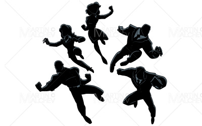 Super Business People Silhouettes on White Vector Illustration