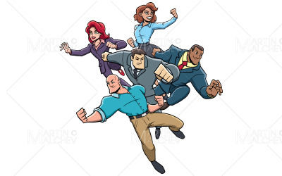 Super Business Team on White Vector Illustration