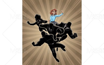 Super Business Team Woman Leader Vector Illustration