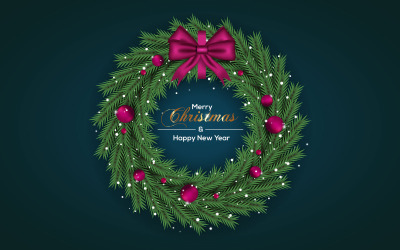 Christmas wreath vector design merry christmas text with garland elements for xmas greeting