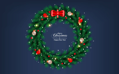 Jul krans vektor design god jul text med jul boll design
