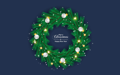 Jul krans vektor design god jul text med krans element för xmas