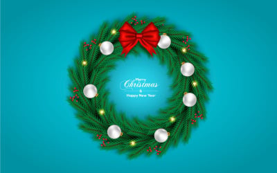 Kerst krans vector design merry christmas tekst garland elementen