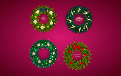 Christmas wreath vector concept . merry christmas text in grass wreath element with leaves design
