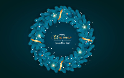 Christmas wreath vector concept design. christmas text in grass wreath element with leaves