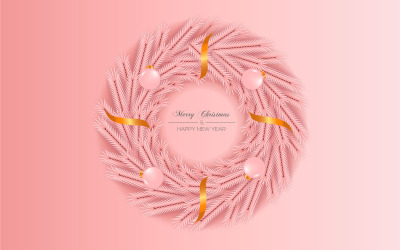 Christmas wreath vector concept design. merry christmas text in grass wreath element