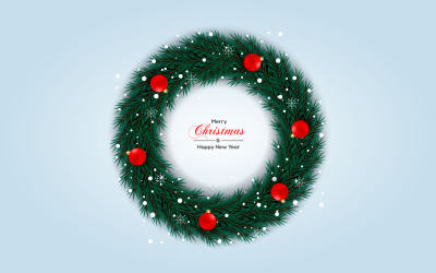 Christmas wreath vector design. merry christmas text in grass wreath element with leaves designs