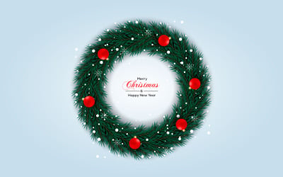 Jul krans vektor design. god jul text i gräs krans element med blad mönster