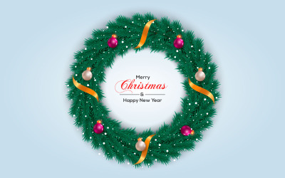 Jul krans vektor design. god jul text i gräs krans element med ledighet