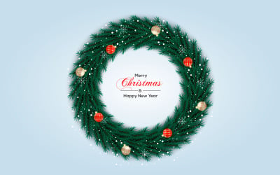 Jul krans vektor konceptdesign. god jul text i gräs krans element design