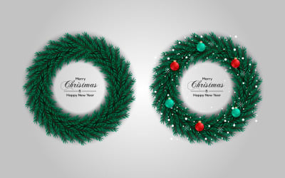 Jul krans vektor konceptdesign. god jul text i gräs krans element med löv.