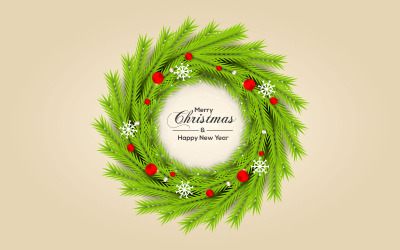 Kerst krans vector conceptontwerp. merry christmas-tekst in graskranselement met bladeren.