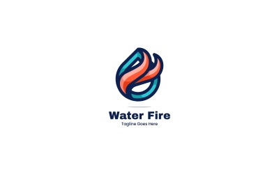 Wasser-Feuer-einfaches Maskottchen-Logo