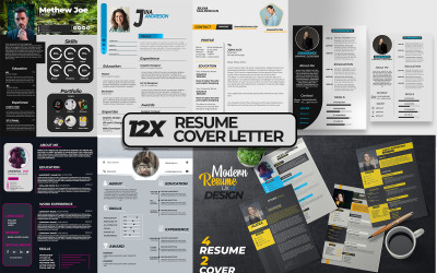 12x Design CV professionnel et lettre de motivation CV CV et CV