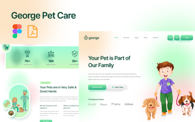 Opieka nad zwierzętami, interfejs sieciowy Figma Landing Page