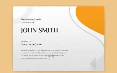 Oranžový design šablony certifikátu
