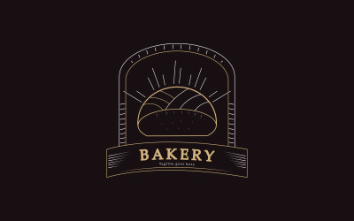 Design de logotipo de padaria de arte de linha criativa