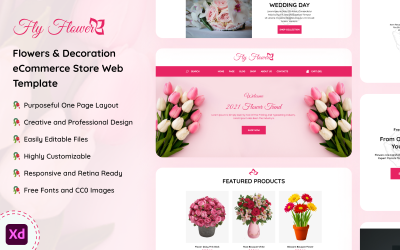 Fly Flower - Květiny a dekorace Webová šablona elektronického obchodu