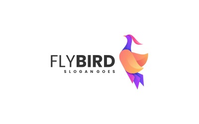 Plantilla de logotipo colorido degradado de pájaro volador