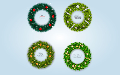 Weihnachtskranz mit Dekorationshintergrund mit Tannenzweig und Weihnachtsball