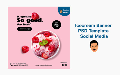 冰淇淋横幅 PSD 模板社交媒体