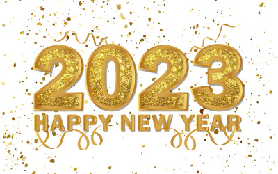 Gelukkig nieuwjaar 2023 met gouden gouden glitter confetti achtergrondontwerp
