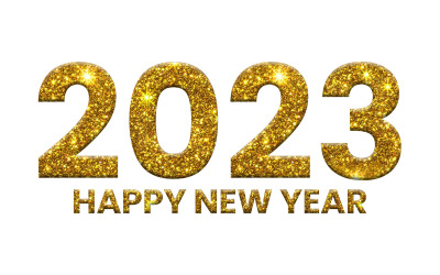 Gyllene glitter gott nytt år 2023 texteffektdesign