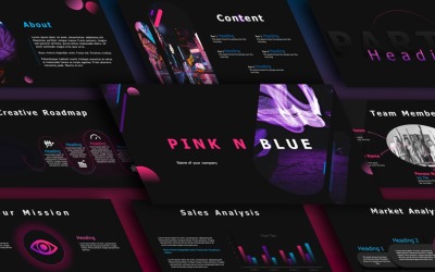 Modern Roze Paars Blauw Nacht Thema Sjablonen PowerPoint presentatie