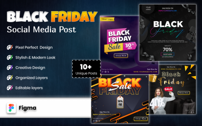 Vendita del Black Friday - Modello di progettazione post sui social media