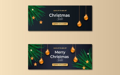 Banner de feliz navidad con decoración navideña. estilo de portada de redes sociales