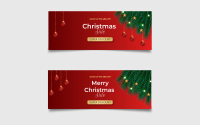 Banner de feliz navidad con diseños de decoración navideña. portada de redes sociales