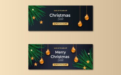 Bannière de Noël joyeux avec décoration de Noël. style de couverture des médias sociaux