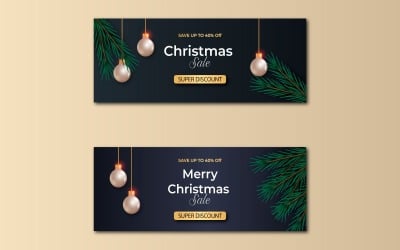 Christmas  banner with christmas decoration with ball. social media  cover