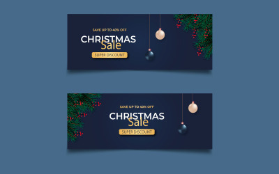 Jul banner med juldekoration. sociala medier omslagsdesign