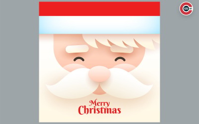 Kerstbanner met het gezicht van de Kerstman met Merry Christmas-tekst - 00003
