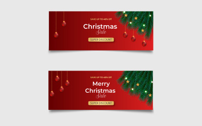 Merry christmas banner med juldekorationsdesigner. sociala medier omslag