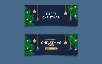 Merry christmas  banner with christmas decoration. social media  cover