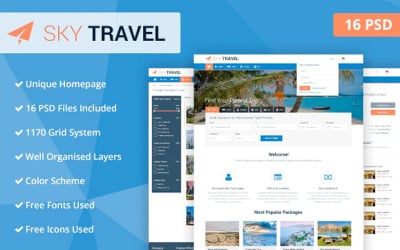 Plantilla de sitio web PSD de Sky Travel