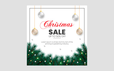 Christmas sale post decoration with christmas balls pine branch and stars
