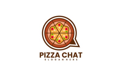 Pizza Sohbeti Basit Logo Şablonu