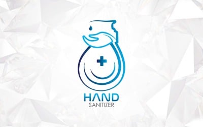 Design del logo della bottiglia disinfettante per il lavaggio delle mani con goccia d&amp;#39;acqua - Identità del marchio