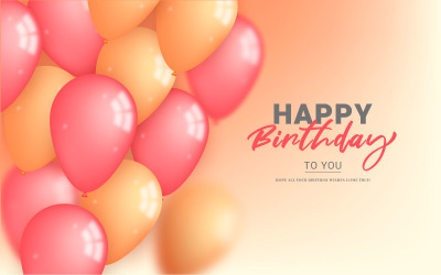 Diseño de plantilla vectorial de felicitación de cumpleaños. Feliz cumpleaños texto globo dorado