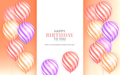 Geburtstagsgruß-Vektorschablonendesign. Alles Gute zum Geburtstagstext im eleganten Kreisraum mit Ballon