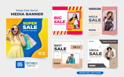 Mega sale social media template vector