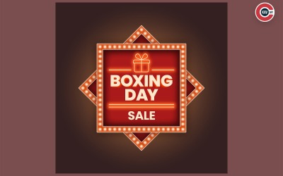 Banner de venda do dia de boxe com efeito de placa de luz para modelo de design de postagem de mídia social - 00007